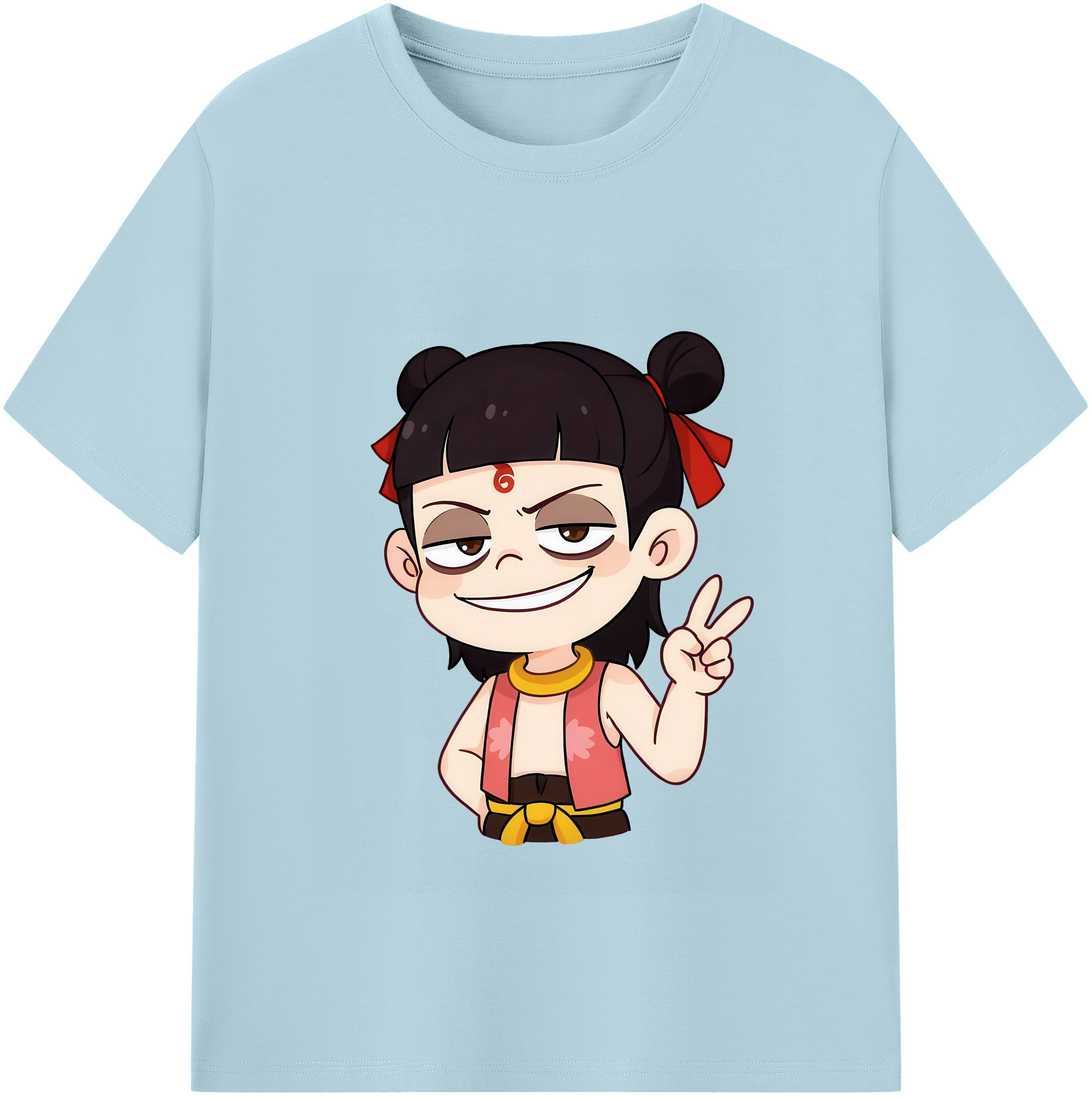 （画像用） Ne Zha 2 ナタ 魔童の大暴れ 綿100％半袖Tシャツ（フロントプリント）
